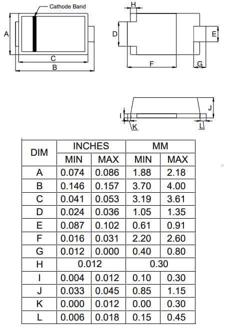 Mechanical Drawing - Micro Commercial Components (MCC) UG2xHL Super Fast Recovery Rectifiers
